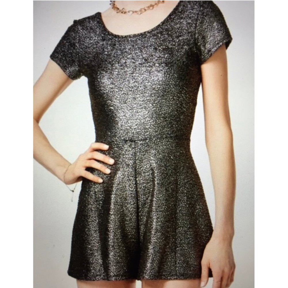 EUC Silver and Black Party Romper